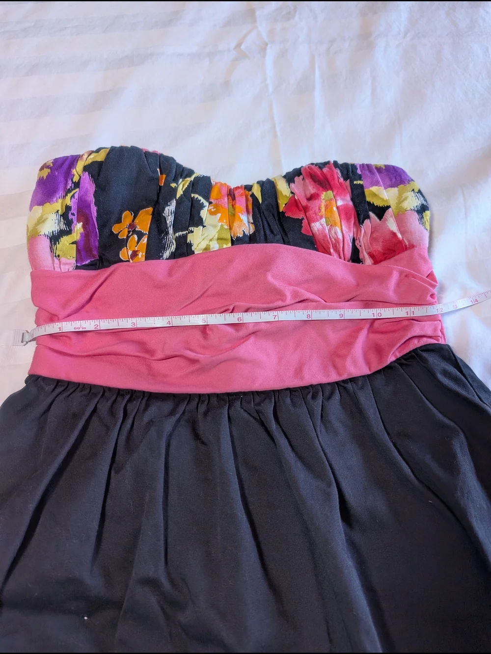 Speechless Y2K Strapless Floral Party Dress Pink Waist Bubble Hem Size 3
